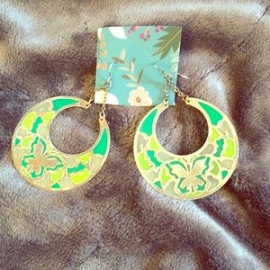 Green butterfly bangle earrings